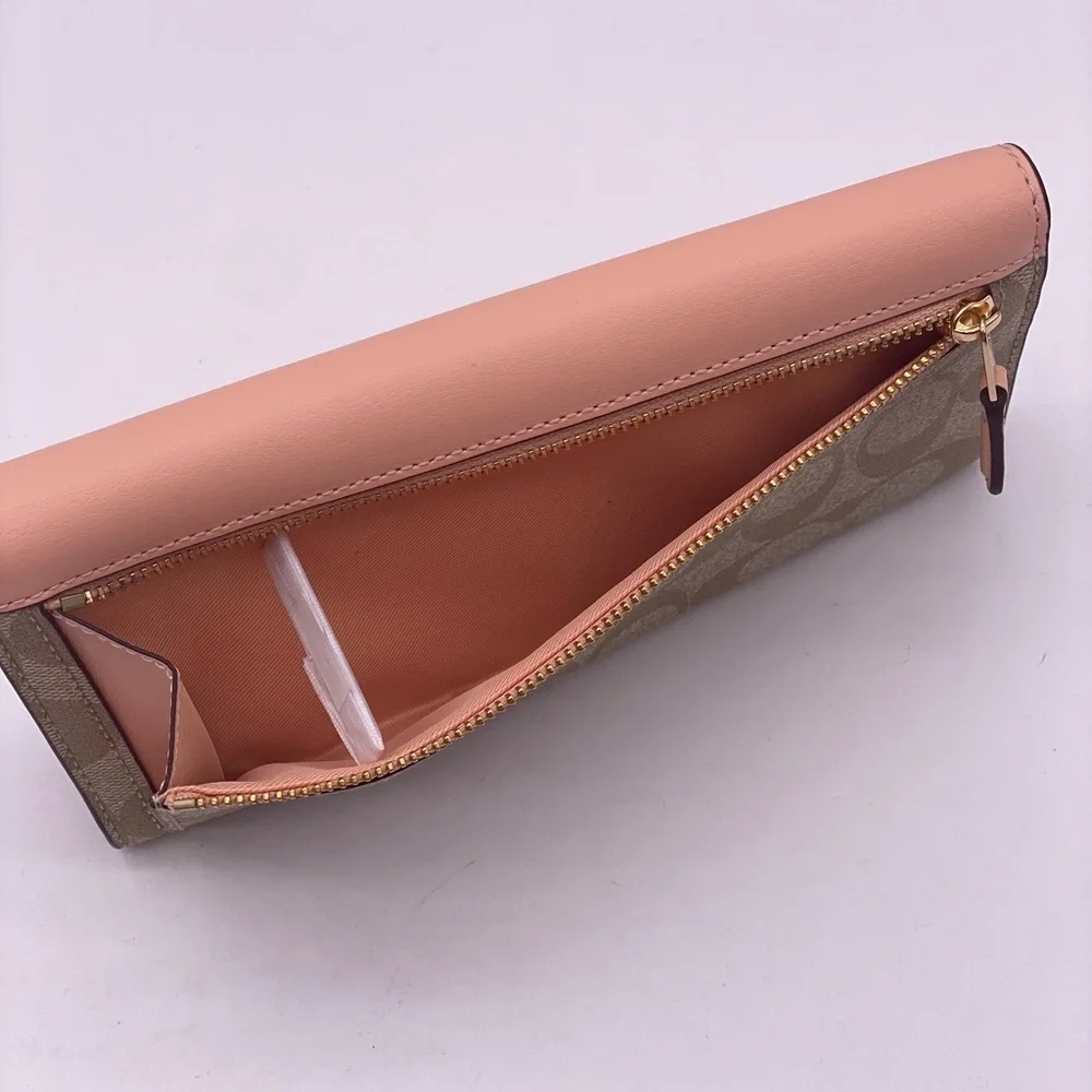 Coach Slim Trifold Wallet In Signature Canvas - Picture 6 of 12